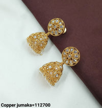 Elegant Traditional Jhumka Earrings with Gemstone Detailing