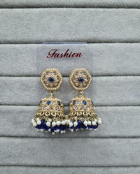 Maroon Antique Gold Jhumkha Earrings