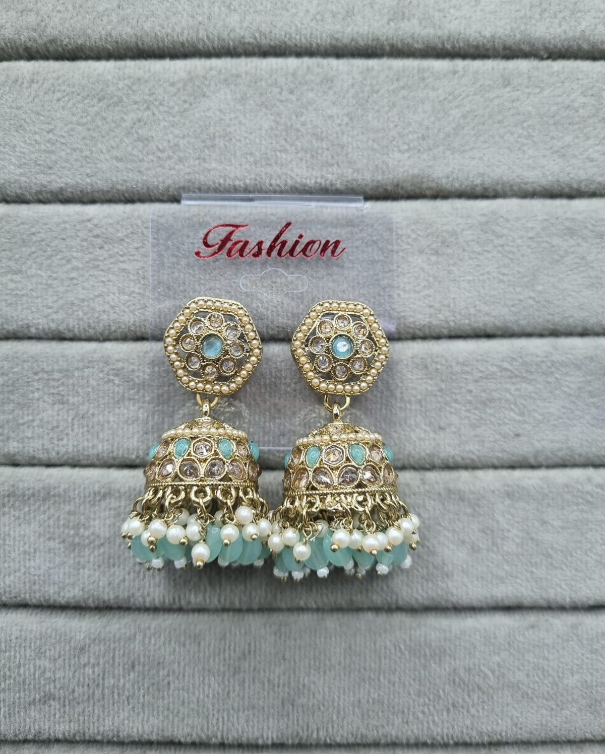 Maroon Antique Gold Jhumkha Earrings