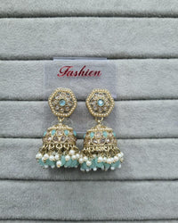 Maroon Antique Gold Jhumkha Earrings