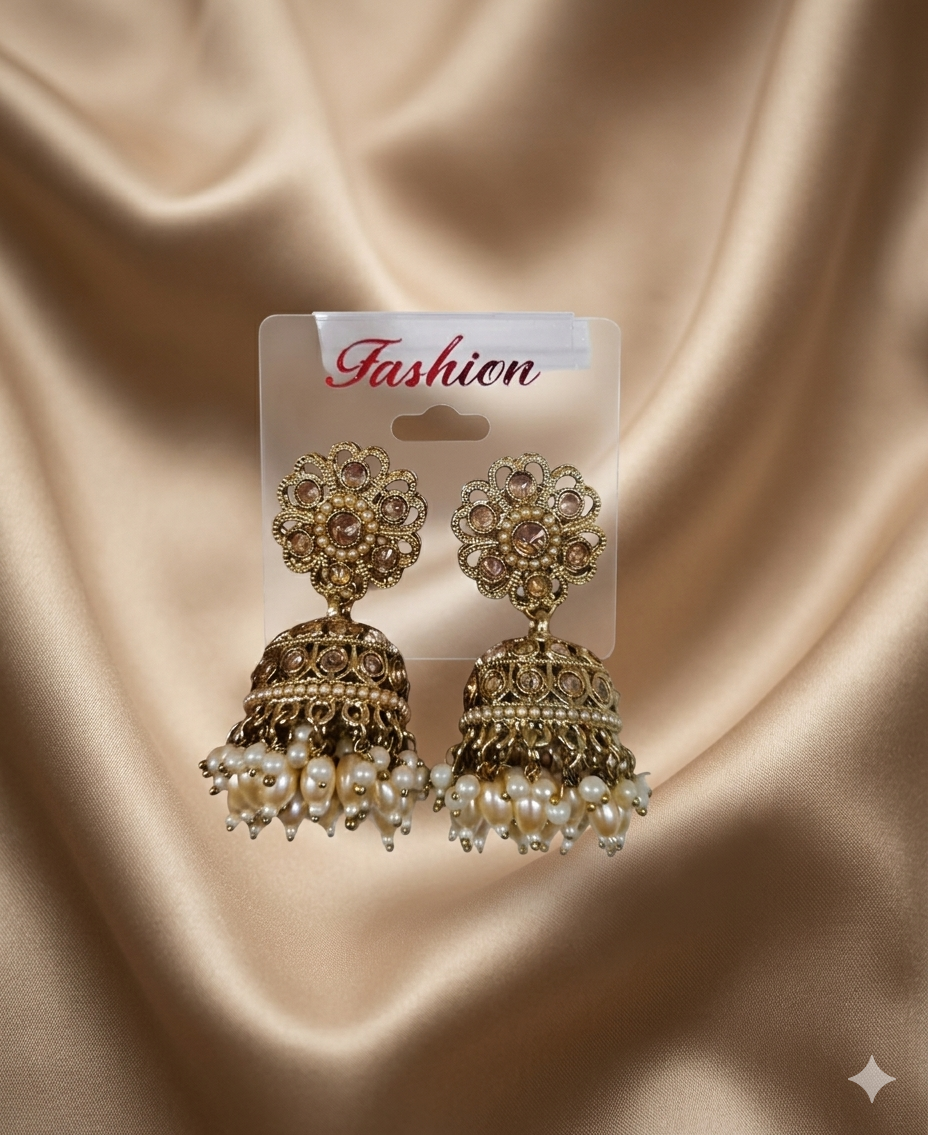 Deep Blue & Pearl Style Jhumkhas