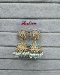 Deep Blue & Pearl Style Jhumkhas