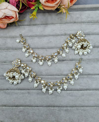 Pearl Sahara Jhumka Earrings with Hair Chain