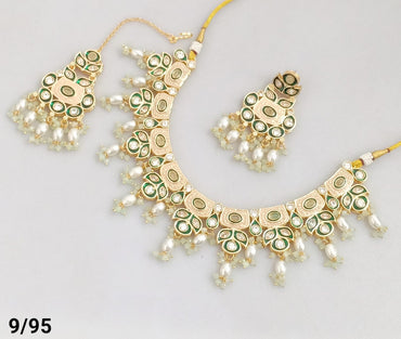 CZ Necklace Set with Earrings and Maang Tikka – Traditional Bridal Jewelry