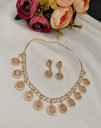 Minimalist Circular Kundan Necklace Set