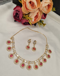 Minimalist Circular Kundan Necklace Set