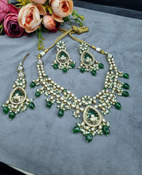 Handcrafted Kundan Layered Necklace Set with Earrings & Maangtikka