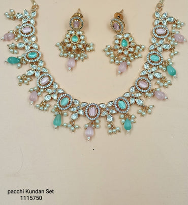 Elegant Pacchi Kundan Necklace and Earring Set