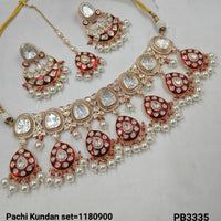 Elegant Pachi Kundan Bridal Jewelry Set with Earrings and Maang Tikka