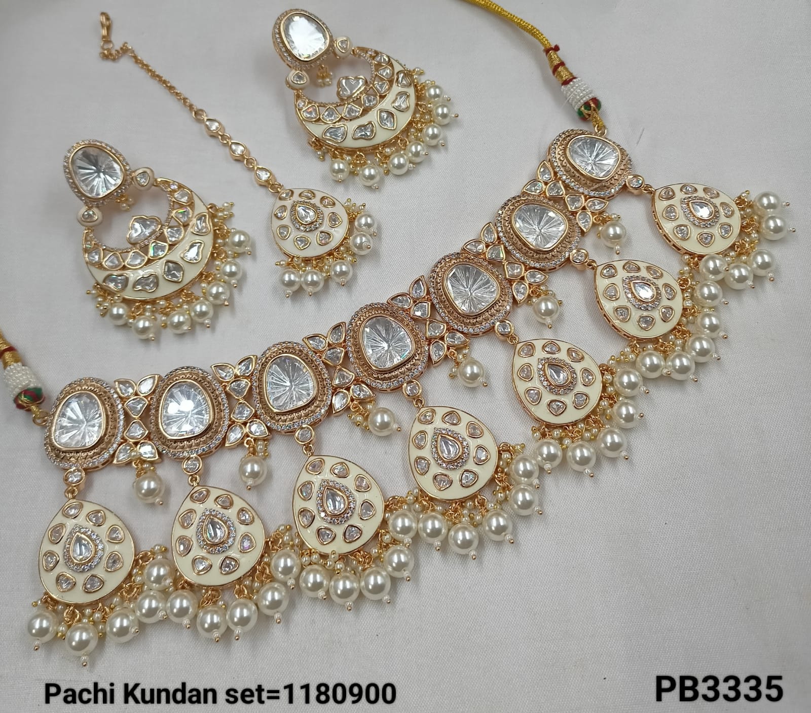Elegant Pachi Kundan Bridal Jewelry Set with Earrings and Maang Tikka