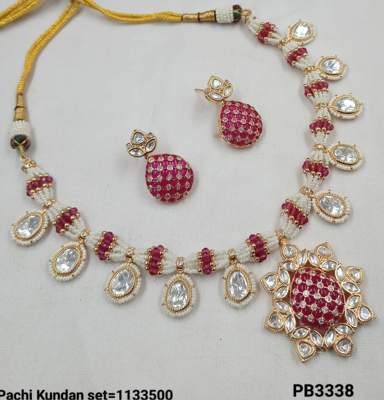 Traditional Pachi Kundan Jewelry Set with Pendant and Earrings