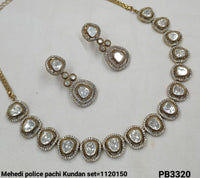 Elegant Antique Gold Pachi Kundan Necklace Set with Earrings - Lucentemarket
