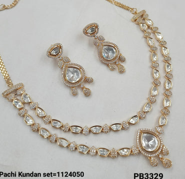 Elegant Kundan Necklace Set with Matching Earrings