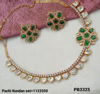 Traditional Gold Plated Pachi Kundan Necklace Set