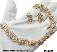 Fashionable Floral Pachi Kundan Gold Plated Necklace Set