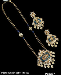 Elegant Pachi Kundan Necklace & Earring Set with Intricate Detailing