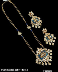 Elegant Pachi Kundan Necklace & Earring Set with Intricate Detailing
