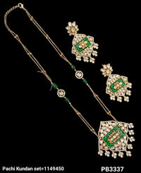 Elegant Pachi Kundan Necklace & Earring Set with Intricate Detailing