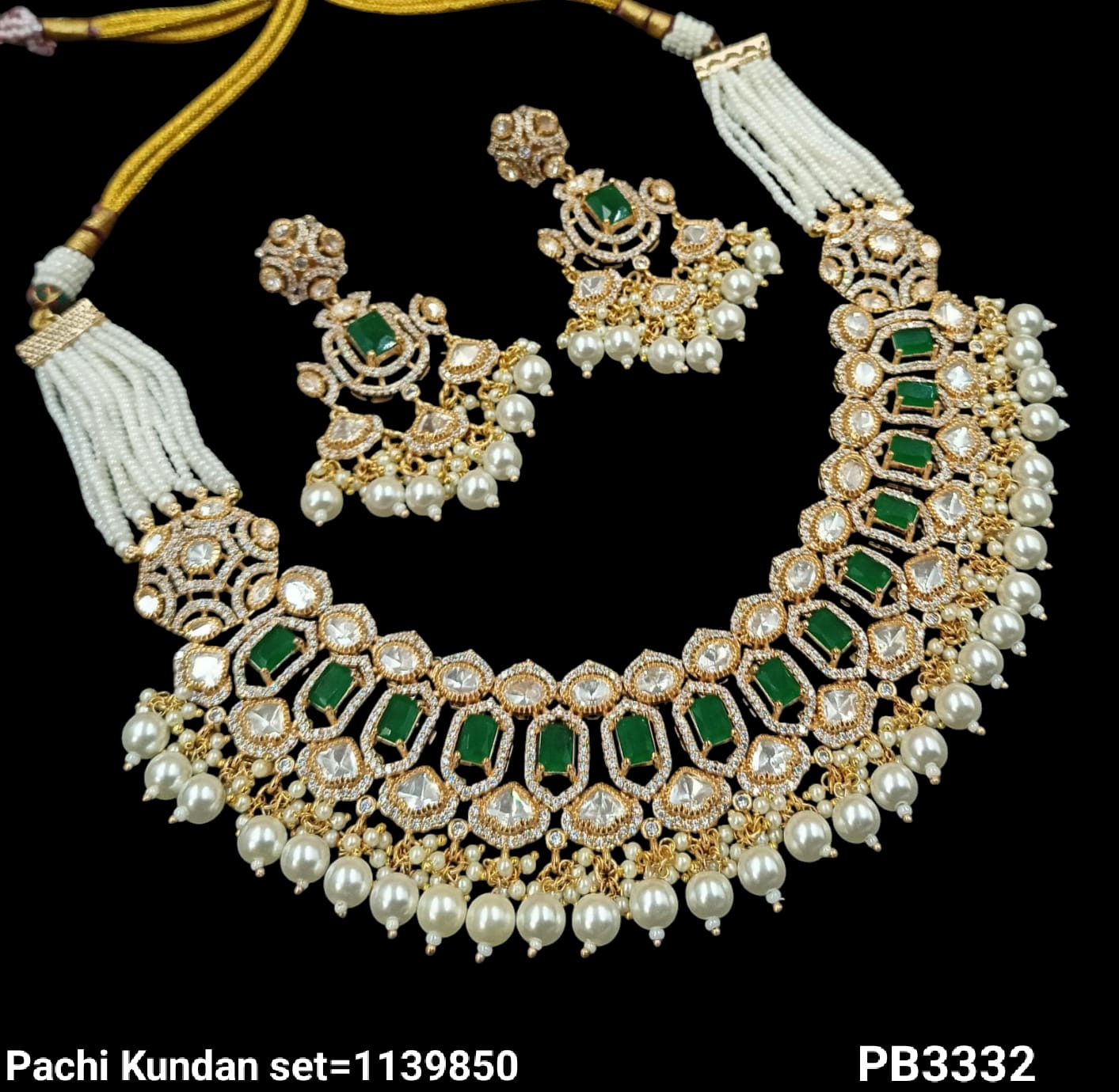 Pachi Kundan Gold Plated Pearl Necklace Set