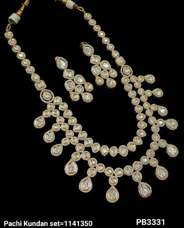 Elegant Double Layer Pachi Kundan Jewelry Set – Necklace & Earrings