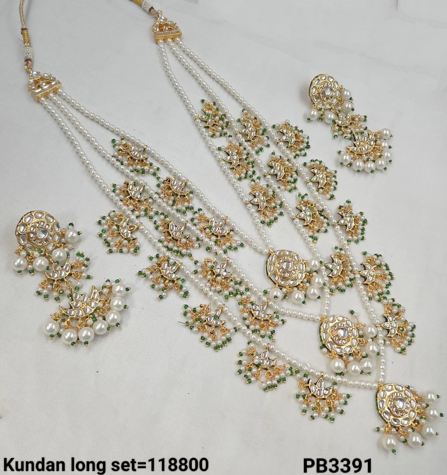 Gold Plated Motipearl Kundan Long Necklace Set