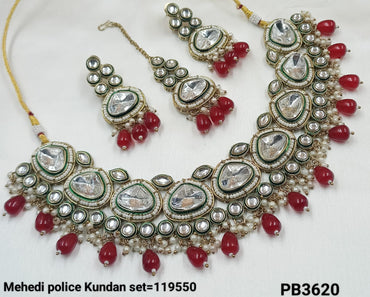 Antique Gold Plated Kundan Necklace Set