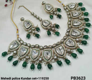 Antique Gold Plated Kundan Necklace Set