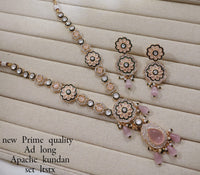 Elegant Prime Quality Long Kundan Necklace Set with Matching Earrings