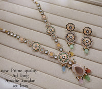 Elegant Prime Quality Long Kundan Necklace Set with Matching Earrings