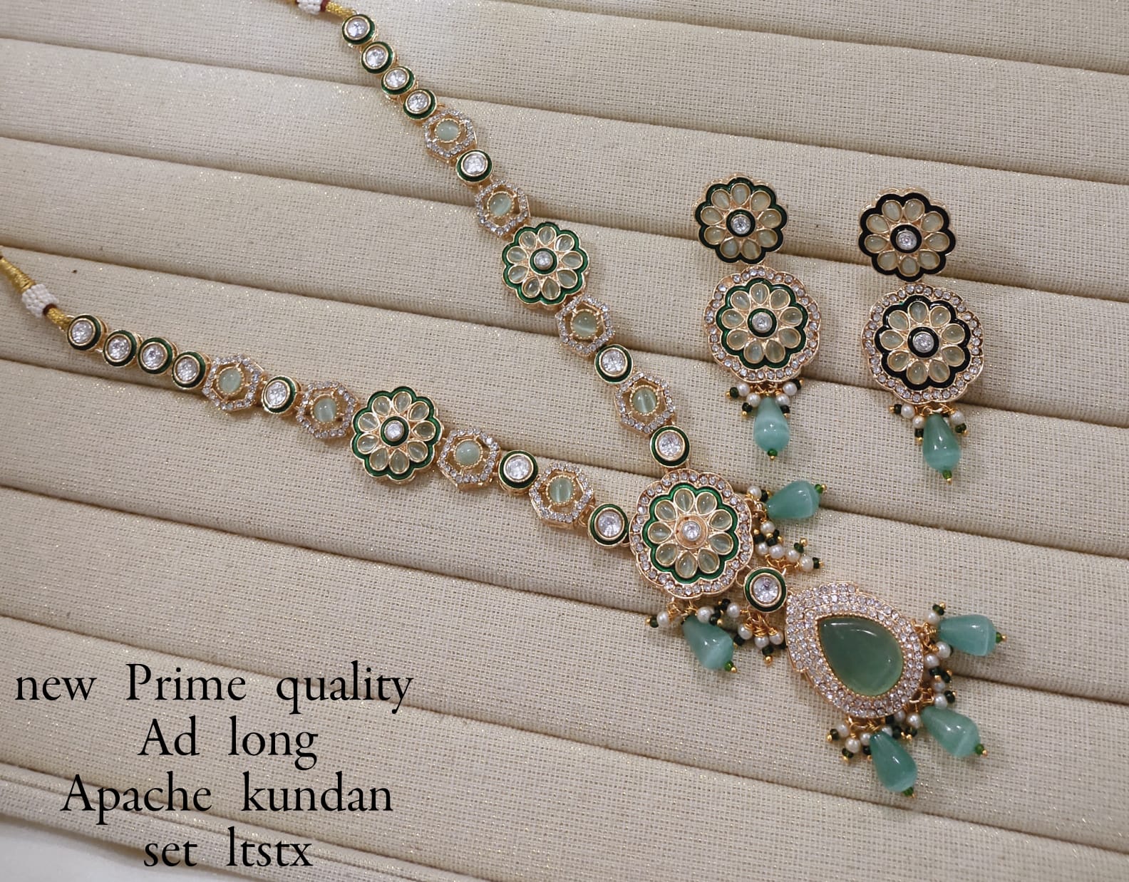 Elegant Prime Quality Long Kundan Necklace Set with Matching Earrings