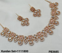 Rose Gold Plated Kundan Necklace Set