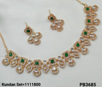 Rose Gold Plated Kundan Necklace Set