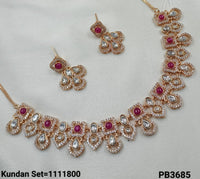 Rose Gold Plated Kundan Necklace Set