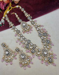 Long Kundan Haar Set with Earrings & Maang Tikka
