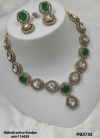 Antique Gold Plated Kundan Necklace Set