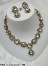 Antique Gold Plated Kundan Necklace Set