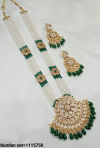 Gold Plated Long Kundan Necklace Set