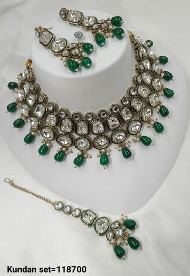 Antique Gold Plated Kundan Necklace Set