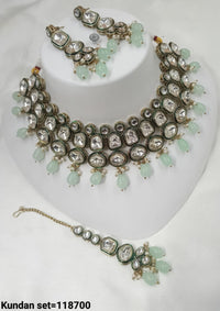 Antique Gold Plated Kundan Necklace Set