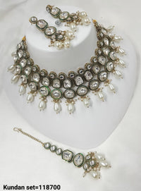 Antique Gold Plated Kundan Necklace Set