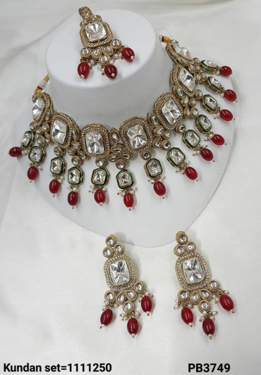 Antique Gold Plated Kundan Necklace Set