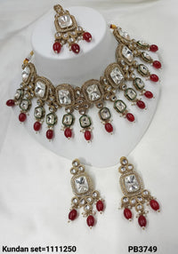 Antique Gold Plated Kundan Necklace Set