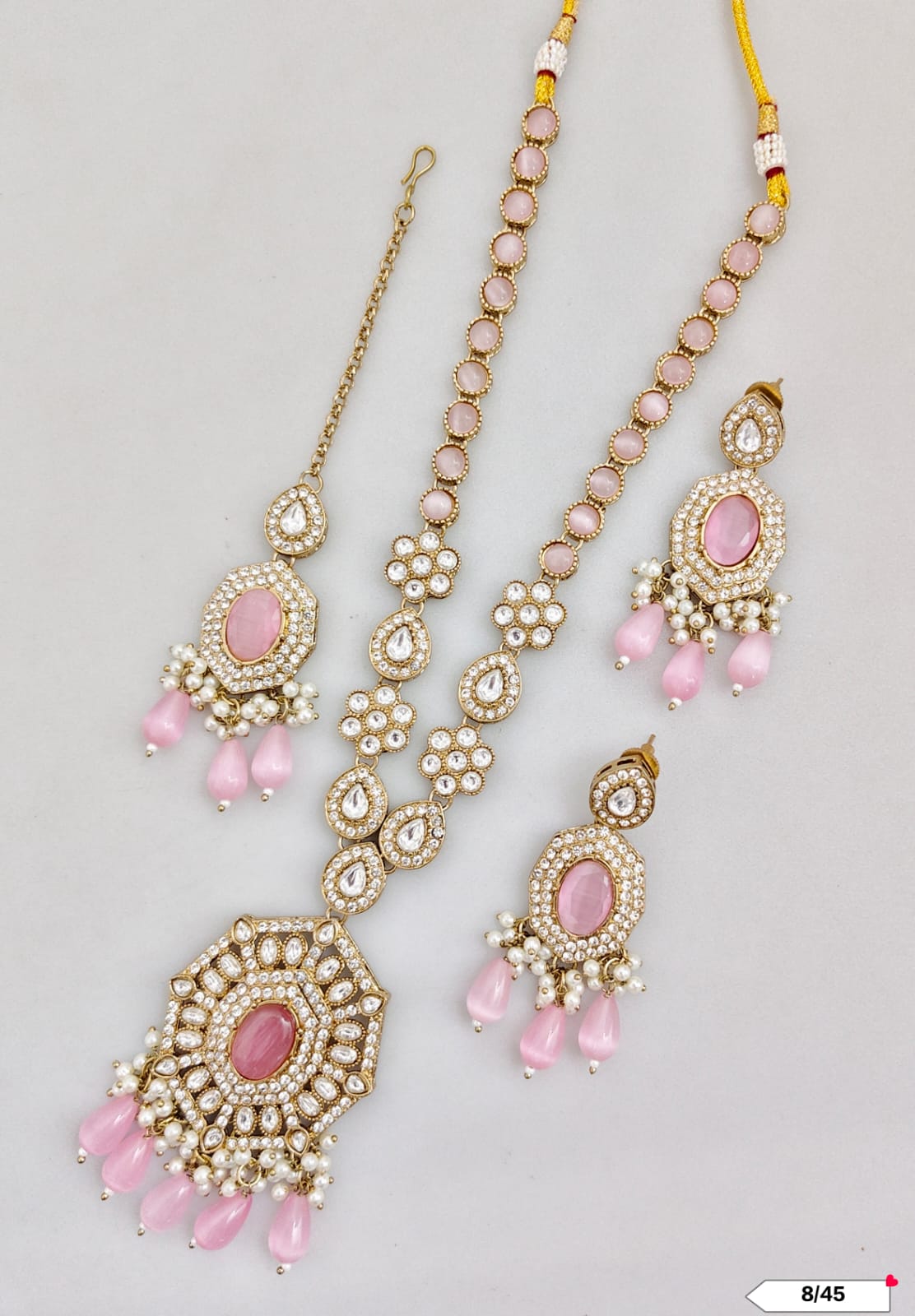 Antique Gold Plated Kundan Necklace Set