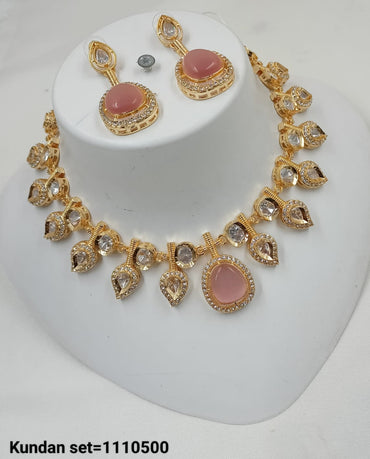 Traditional Gold Plated Kundan Necklace Set