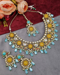 Traditional Gold-Tone Kundan Choker Set with Pearl Accents