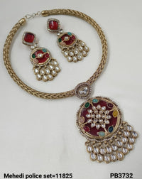 Antique Gold Plated Kundan Necklace Set