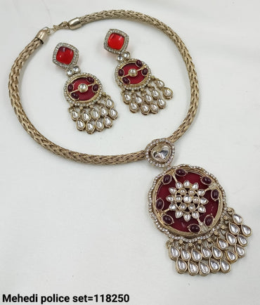 Antique Gold Plated Kundan Necklace Set