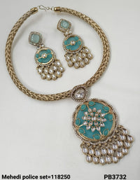 Antique Gold Plated Kundan Necklace Set
