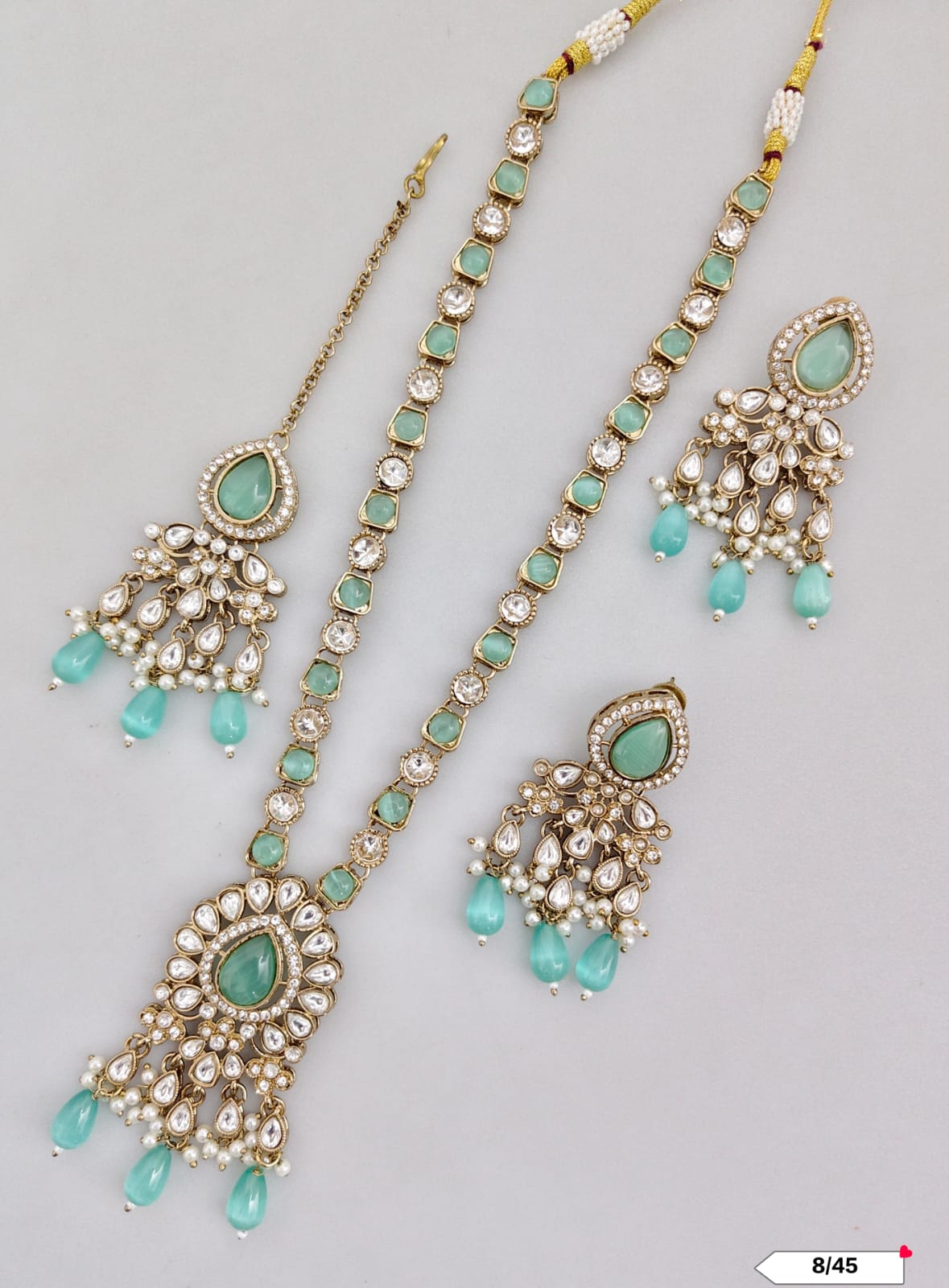 Antique Gold Plated Kundan Necklace Set