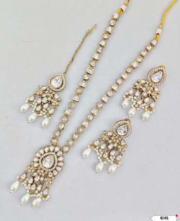 Antique Gold Plated Kundan Necklace Set